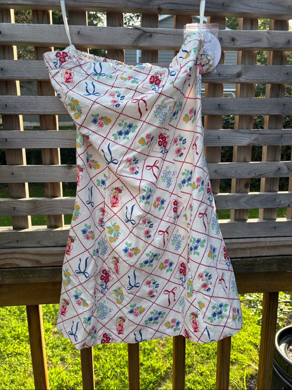 Jessica Simpson Cream Mini Dress with Multicolor Floral & Bow Print